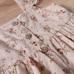 Baby Girl Ditsy Floral Print Butoon Front Butterfly Sleeve Dress