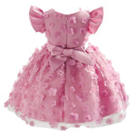 Baby Flower Patched Design Mesh Patchwork Butterfly Sleeve Dress