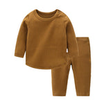 Baby Solid Color Long Sleeve Underwear Sets In Spring & Autumn