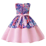 Baby Girl Flower Graphic Bow Patched Design Princess Screen Dress