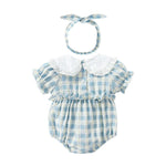 Baby Girl Plaid Pattern Ruffle Design Doll-Neck Onesies