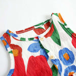 Baby Girl Floral Print Pattern Buttoned Design Sleeveless Rompers