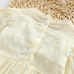 Baby Girl Solid Color Lace Design Long Sleeve Onesie