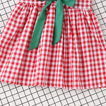 Baby Girl Plaid Pattern Bow Tie Decoration Sleeveless Dress