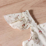 Baby Girl Ditsy Floral Print Butoon Front Butterfly Sleeve Dress
