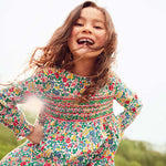 Baby Girl Ditsy Flower Pattern Elastic Waist Design Dress