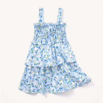 Kids Floral Graphic Layered Design Shirred Dress In Summer