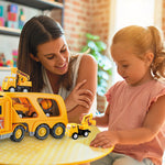 Construction Truck Toys for 3 4 5 6 Years Old Toddlers Kids Boys and Girls;  Car Toy Set with Sound and Light;  Play Vehicles in Friction Powered Carrier Truck;  Small Crane Mixer Dump Excavator Toy