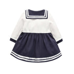 Baby Girl Star Pattern Striped Hem Design Long Sleeved Sailor Style Dress