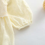Baby Girl Solid Color Lace Design Long Sleeve Onesie