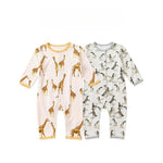 Baby Animal Print Pattern Full Button Design Cotton Romper