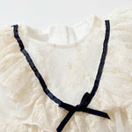 Baby Girl Solid Color Floral Embroidered Design Lace Dress