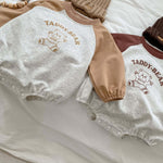 Baby Bear Print Pattern Colorblock Design Onesies