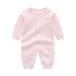 Baby Solid Color Full Button Front Design Organic Cotton Jumpsuit