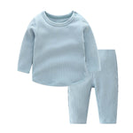 Baby Solid Color Long Sleeve Underwear Sets In Spring & Autumn