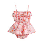 Baby Girl Flower Graphic Ruffle Design Sling Onesies Dress