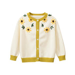 Baby Girl Floral Embroidered Pattern Simple Colorblock Design Knitwear