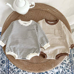 Baby Striped Graphic Long Sleeve Basic Style Bodysuits
