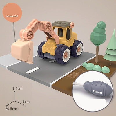 Children's Disassembly and Assembly DIY Nut Assembly Educational Engineering Vehicle Excavator Free Screwdriver