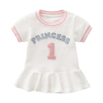 Baby Girl 1pcs Logo Graphic Graphic Side & Neck Striped Design Ruffle Hem Baseball Dress