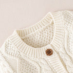 Baby Solid Color Three-Dimensional Crochet Knitted Pattern Cardigan