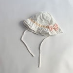 Baby Embroidered Pattern Solid Color Sunshade Hats With Bow Decoration
