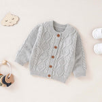 Baby Solid Color Three-Dimensional Crochet Knitted Pattern Cardigan