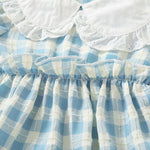Baby Girl Plaid Pattern Ruffle Design Doll-Neck Onesies