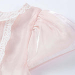 Baby Girl Lace Patched Design Puff Sleeve Fashion Mesh Dress