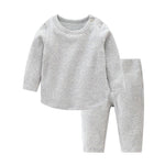 Baby Solid Color Long Sleeve Underwear Sets In Spring & Autumn