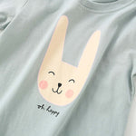 Baby Girl Cartoon Bunny Print Pattern Loose Cotton Shirt