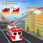 Fire Station Truck Toys with Sound and Light;  Car Toy for Kids 3 4 5 6 Year Old;  6 Mini Cars;  Helicopter;  Road Signs;  Birthday for Boys