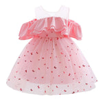 Baby Girl Sequin Patched Design Mesh Patchwork Formal Princess Dress
