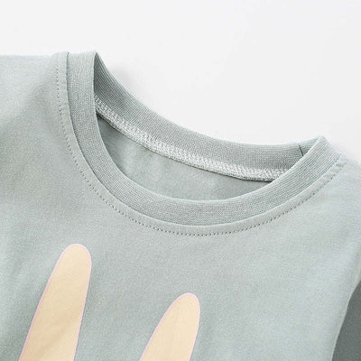 Baby Girl Cartoon Bunny Print Pattern Loose Cotton Shirt