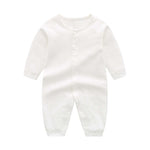 Baby Solid Color Full Button Front Design Organic Cotton Jumpsuit
