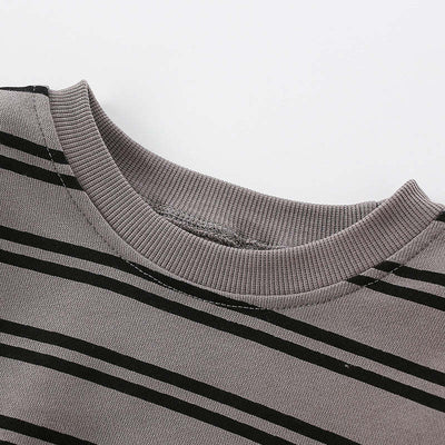 Baby Boy Bear And Striped Pattern Long Sleeve Sweatshirt