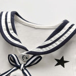 Baby Girl Star Pattern Striped Hem Design Long Sleeved Sailor Style Dress