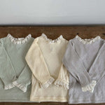 Baby Solid Color Mesh Patched Design Knitwear