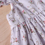 Baby Girl Ditsy Floral Print Butoon Front Butterfly Sleeve Dress