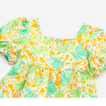 Kids Allover Grass Graphic Square Neck Puff Sleeve Princess Dress