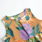 Baby Girl Floral Print Pattern Buttoned Design Sleeveless Rompers