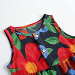 Baby Girl Floral Print Pattern Buttoned Design Sleeveless Rompers