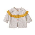 Baby Girl Solid Color Ruffle Design Longsleeve Simple Style Cardigan