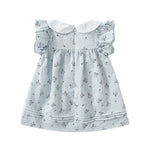 Baby Girl Flower Graphic Bow Tie Decoration Plaid Dress
