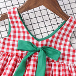 Baby Girl Plaid Pattern Bow Tie Decoration Sleeveless Dress