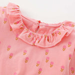 Baby Girl Floral Print Pattern Ruffle Collar Cotton Shirt