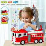 Fire Station Truck Toys with Sound and Light;  Car Toy for Kids 3 4 5 6 Year Old;  6 Mini Cars;  Helicopter;  Road Signs;  Birthday for Boys