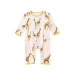 Baby Animal Print Pattern Full Button Design Cotton Romper