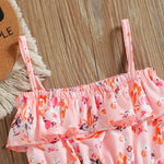 Baby Girl Flower Graphic Ruffle Design Sling Onesies Dress