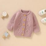 Baby Solid Color Crochet Knitting Design Knit Cardigan